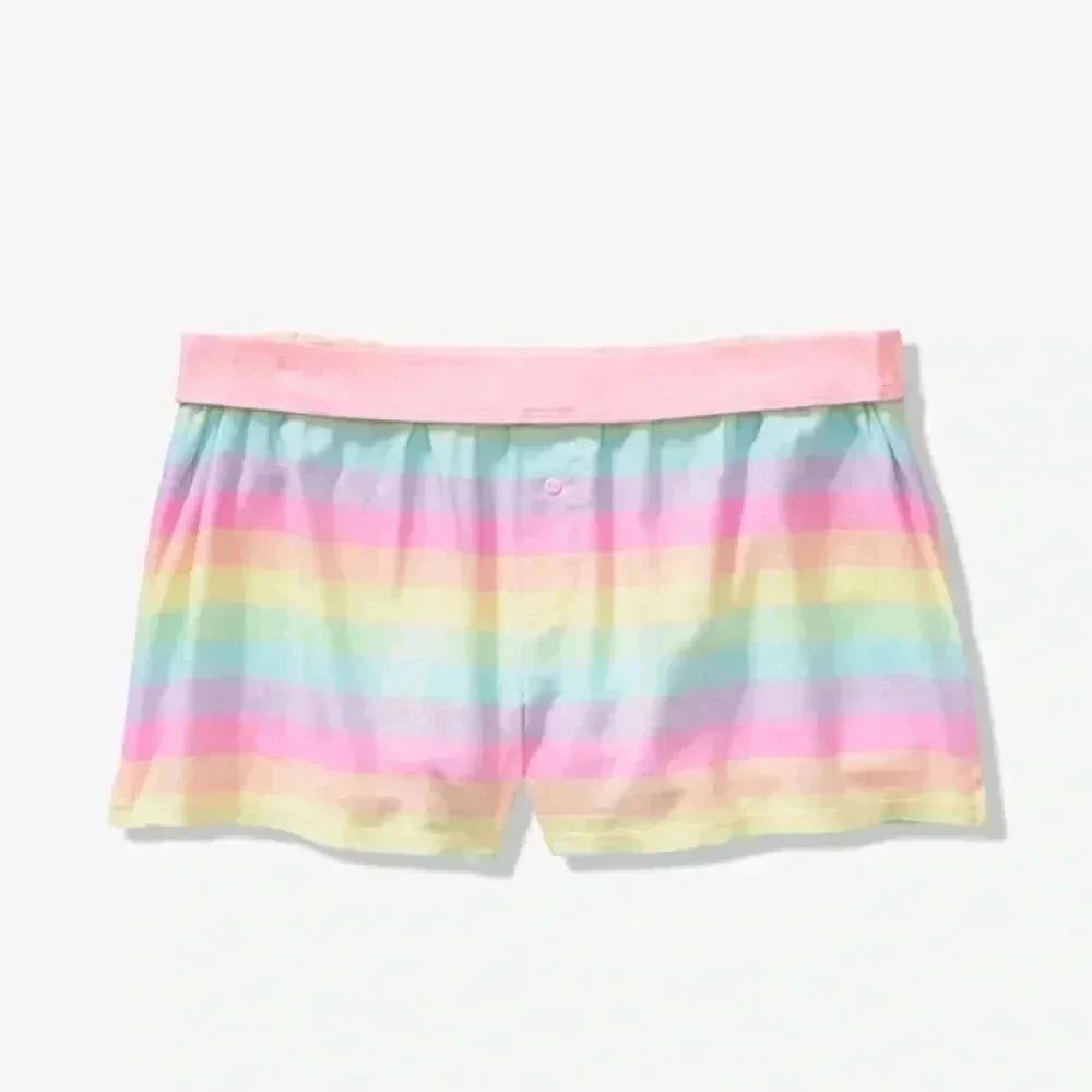 COPY - NWT VS Pink Rainbow Stripe Flannel Boxer S…